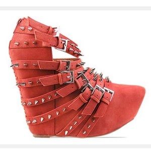 JEFFREY CAMPBELL Zip 2 Stud in Brick Red Nubuck